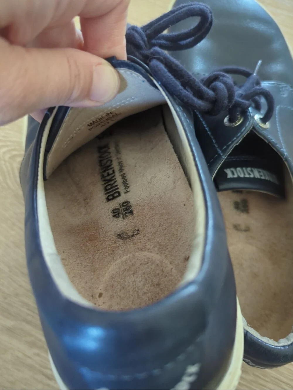 Birkenstock Navarino Shoes  Navy Leather Lace Up Low Top Round Toe Sz40